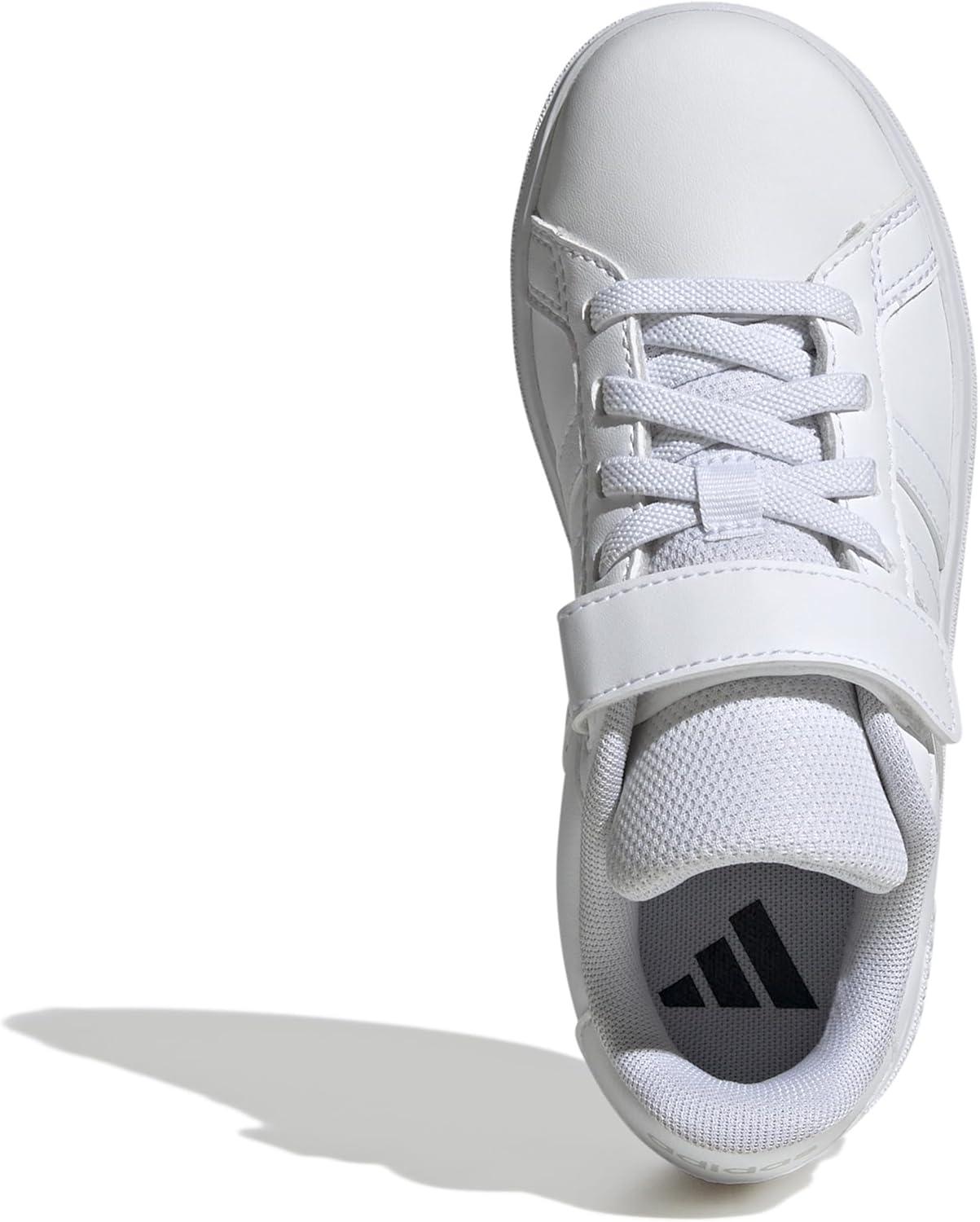 imageadidas Kids Grand Court 20 Elastic Lace ampamp Strap ShoesWhiteWhiteGrey