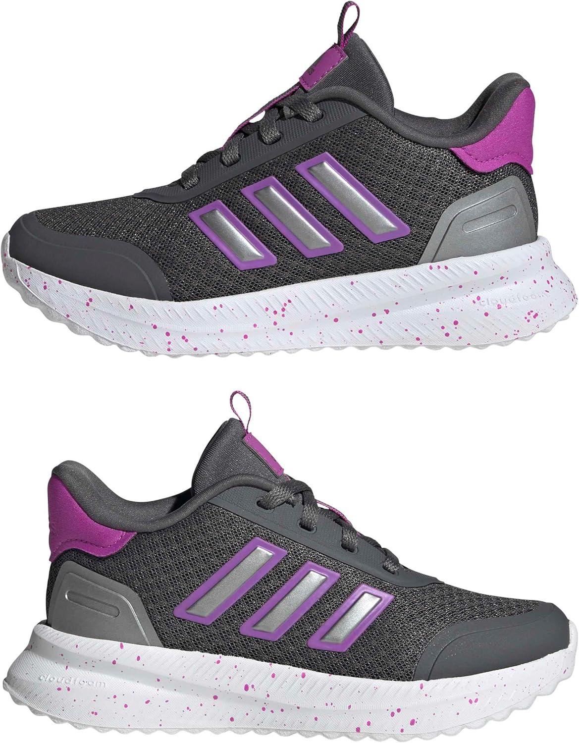 imageadidas Kids XPLR Path Elastic Lace ampamp Strap ShoesGreyPurple BurstIron Metallic
