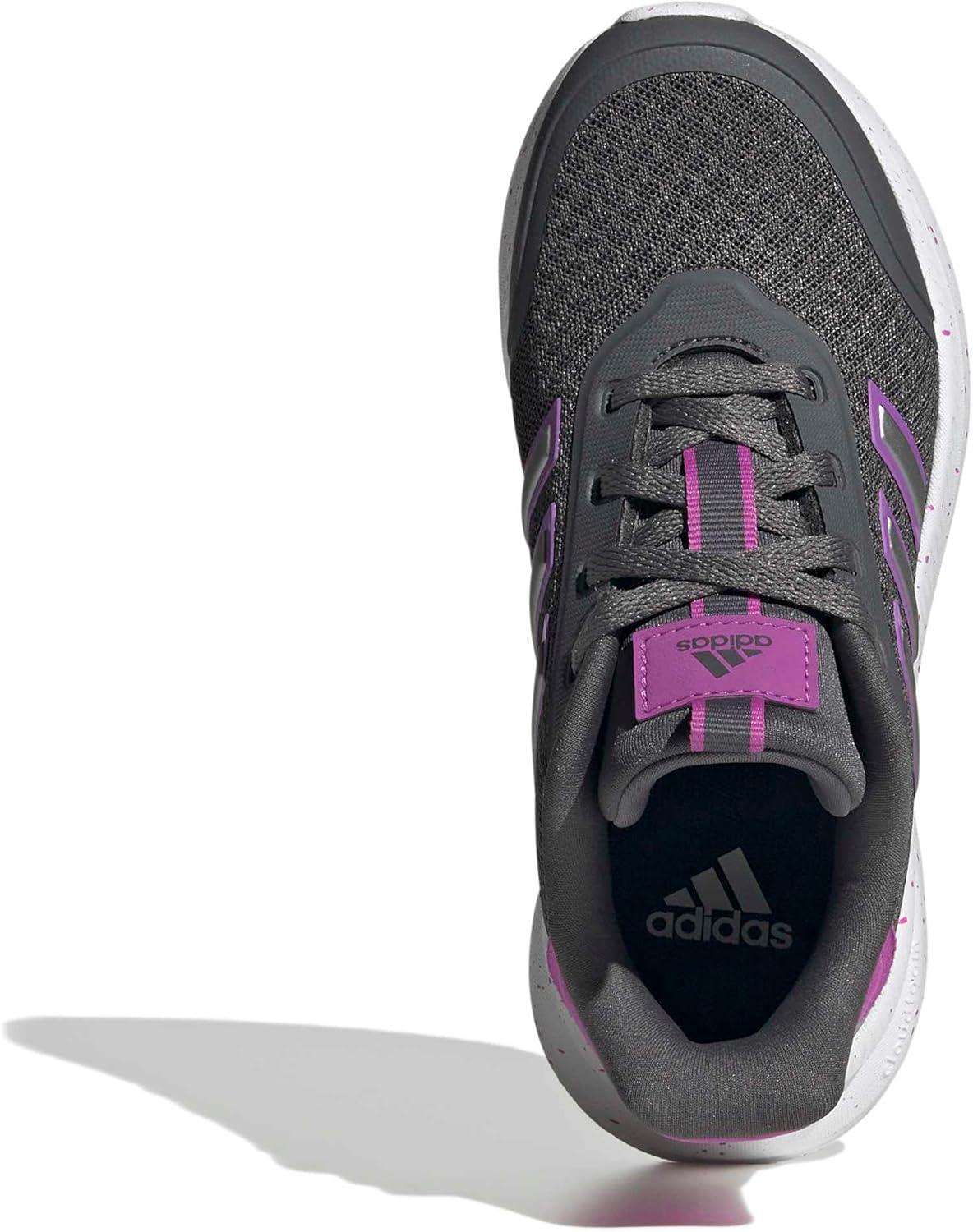 imageadidas Kids XPLR Path Elastic Lace ampamp Strap ShoesGreyPurple BurstIron Metallic