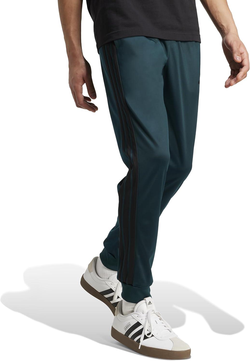 imageadidas Mens 3Stripes Tricot Tapered Track PantsAurora Ivy