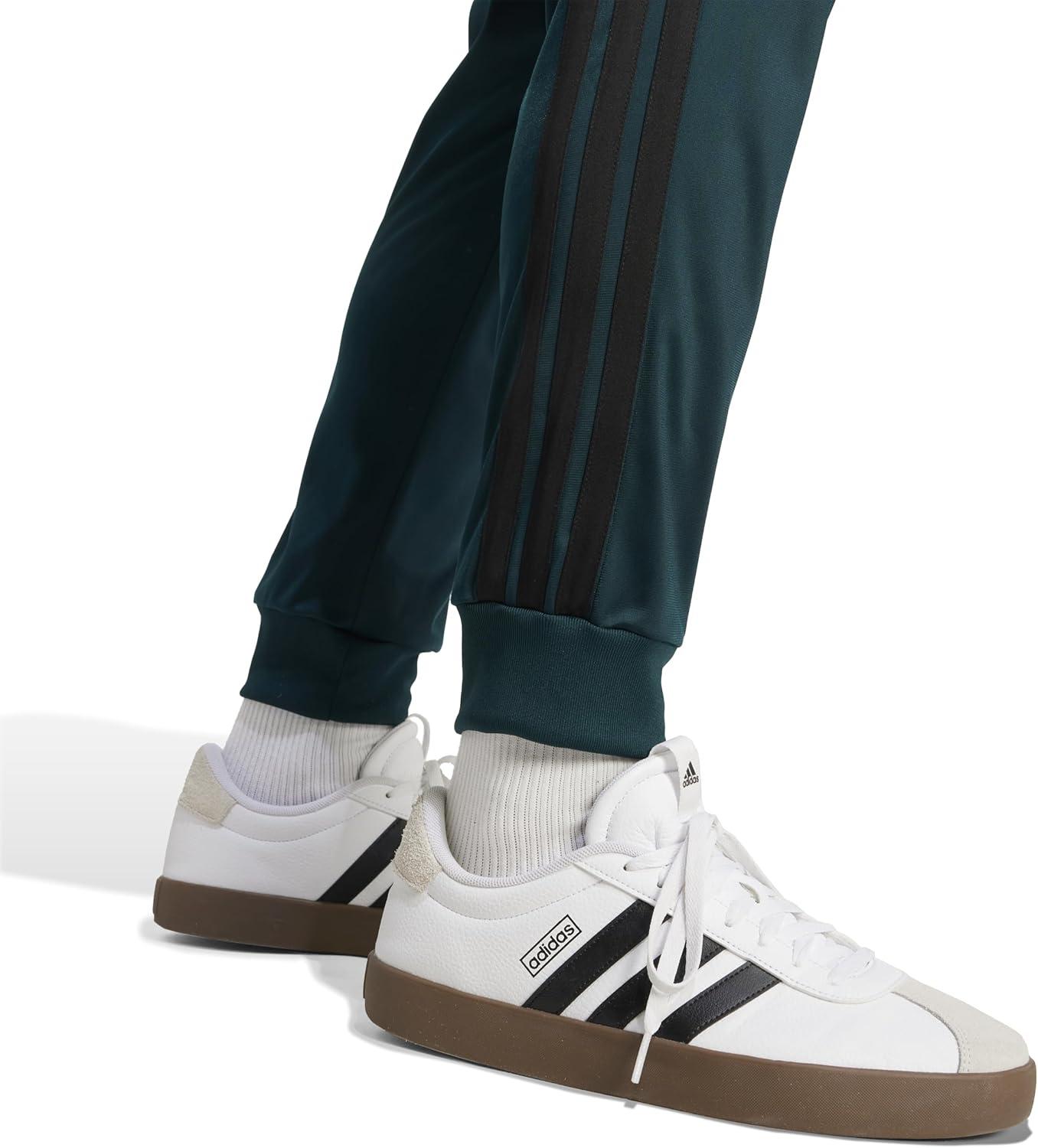 imageadidas Mens 3Stripes Tricot Tapered Track PantsAurora Ivy