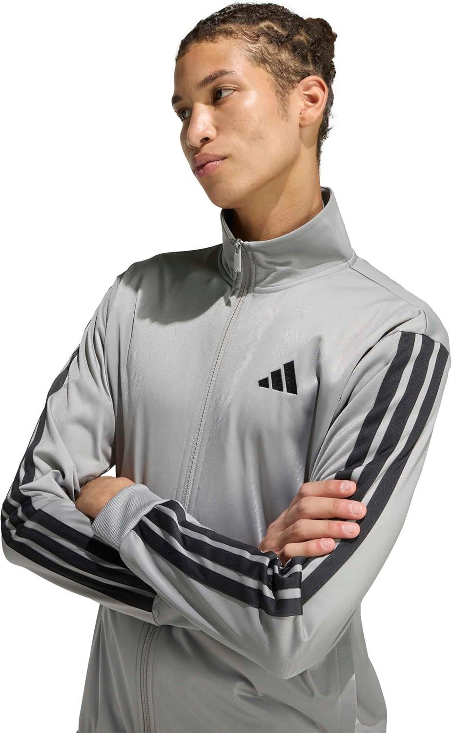 imageadidas Mens 3Stripes Tricot Track TopCh Solid Grey