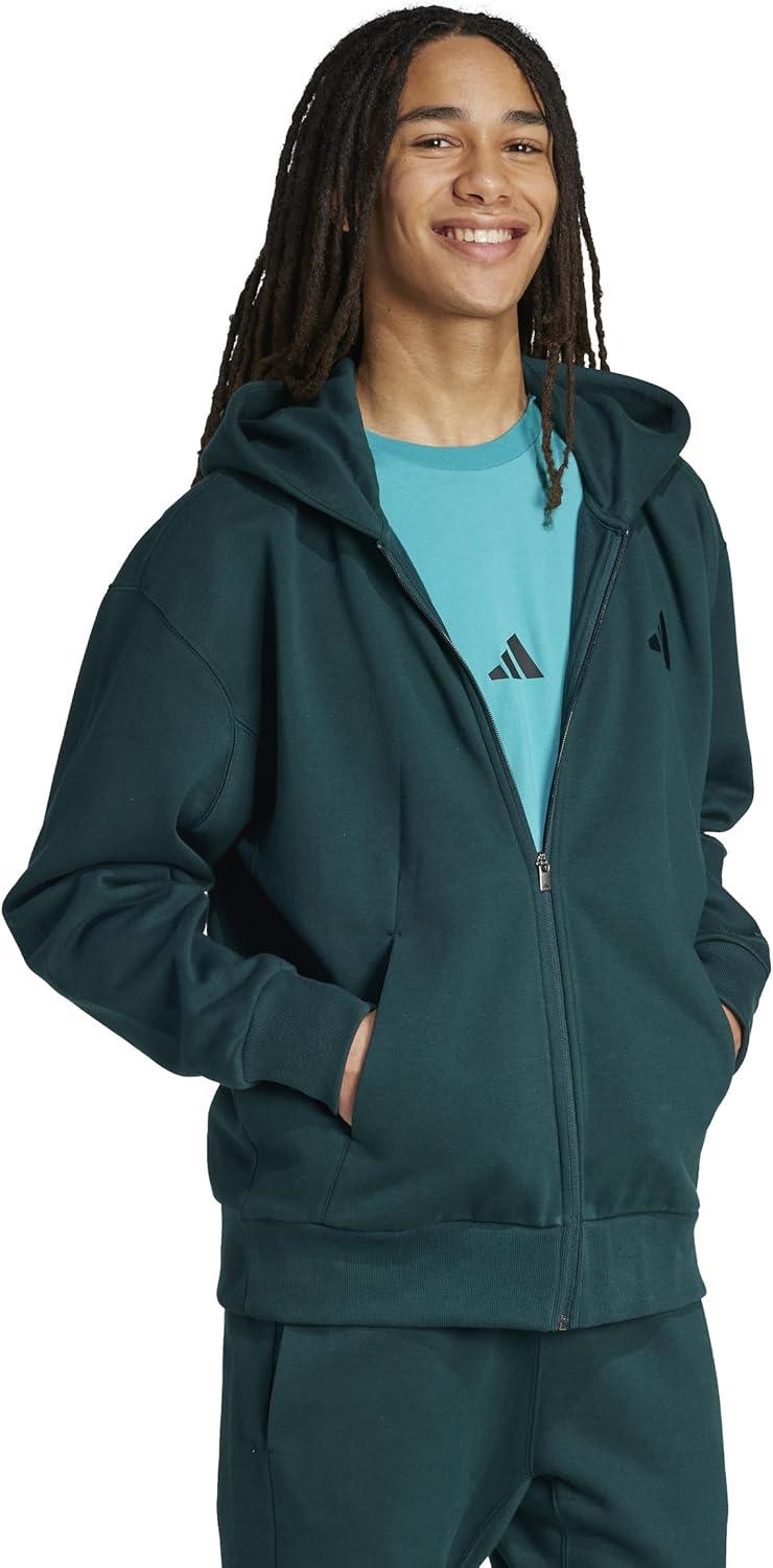imageadidas Mens All Szn Fleece FullZip Hoodie SweatshirtAurora Ivy