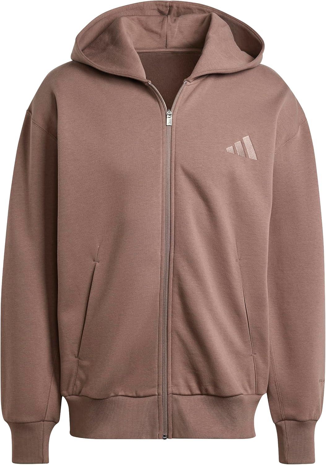 imageadidas Mens All Szn Fleece FullZip Hoodie SweatshirtEarth Strata