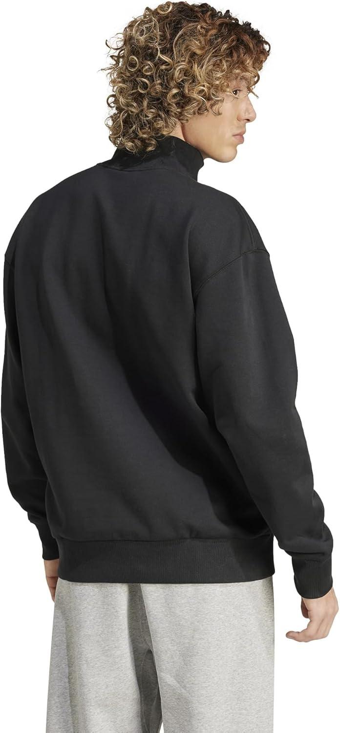 imageadidas Mens All Szn Fleece QuarterZip Crewneck SwearshirtBlack