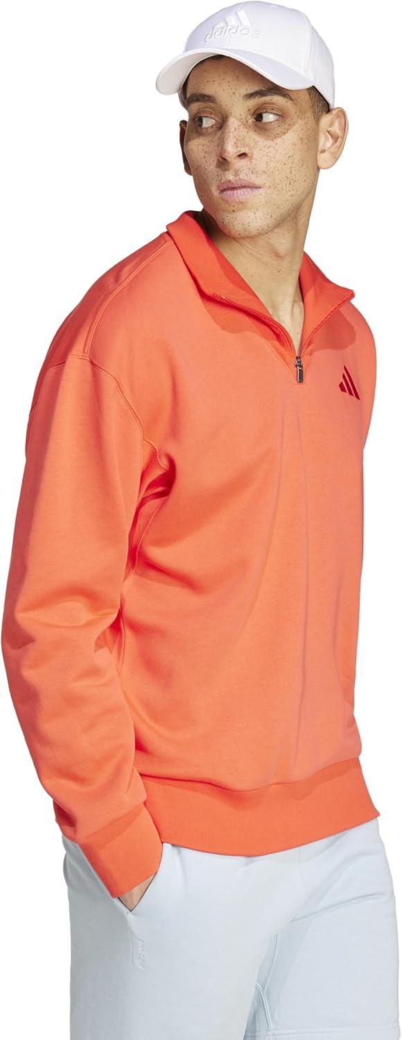 imageadidas Mens All Szn Fleece QuarterZip Crewneck SwearshirtBright Red