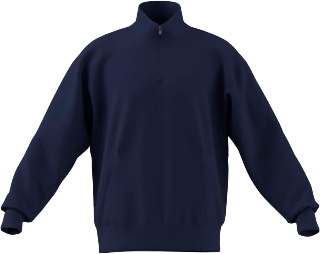 imageadidas Mens All Szn Fleece QuarterZip Crewneck SwearshirtDark Blue