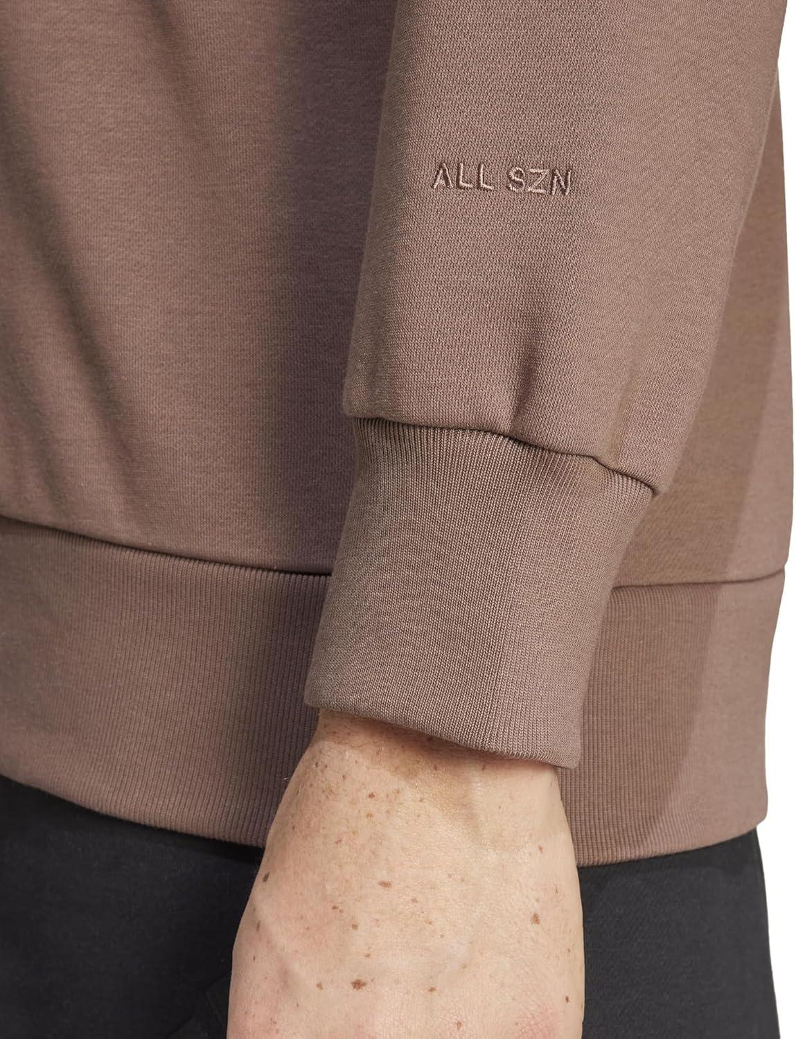 imageadidas Mens All Szn Fleece QuarterZip Crewneck SwearshirtEarth Strata