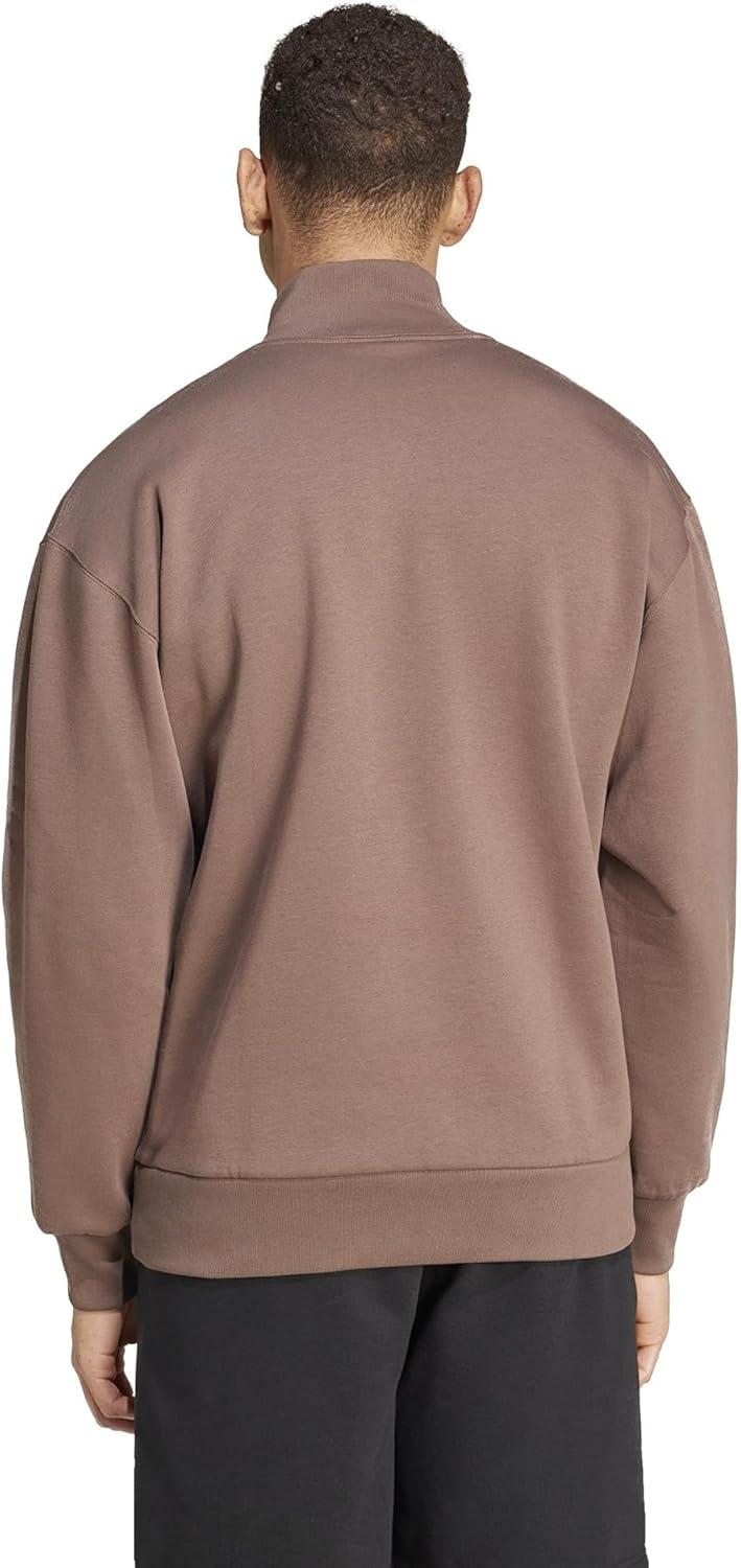 imageadidas Mens All Szn Fleece QuarterZip Crewneck SwearshirtEarth Strata