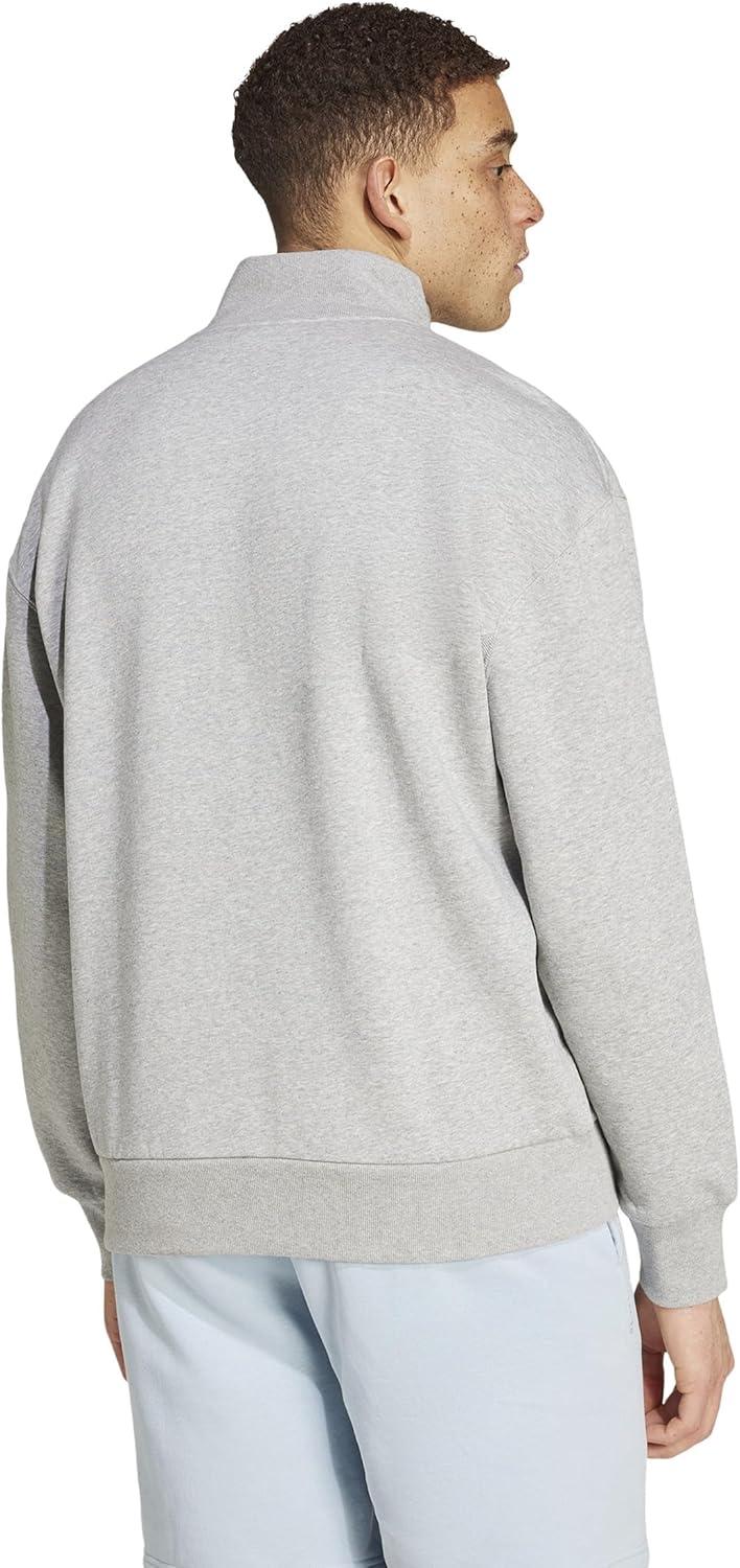 imageadidas Mens All Szn Fleece QuarterZip Crewneck SwearshirtMedium Grey Heather