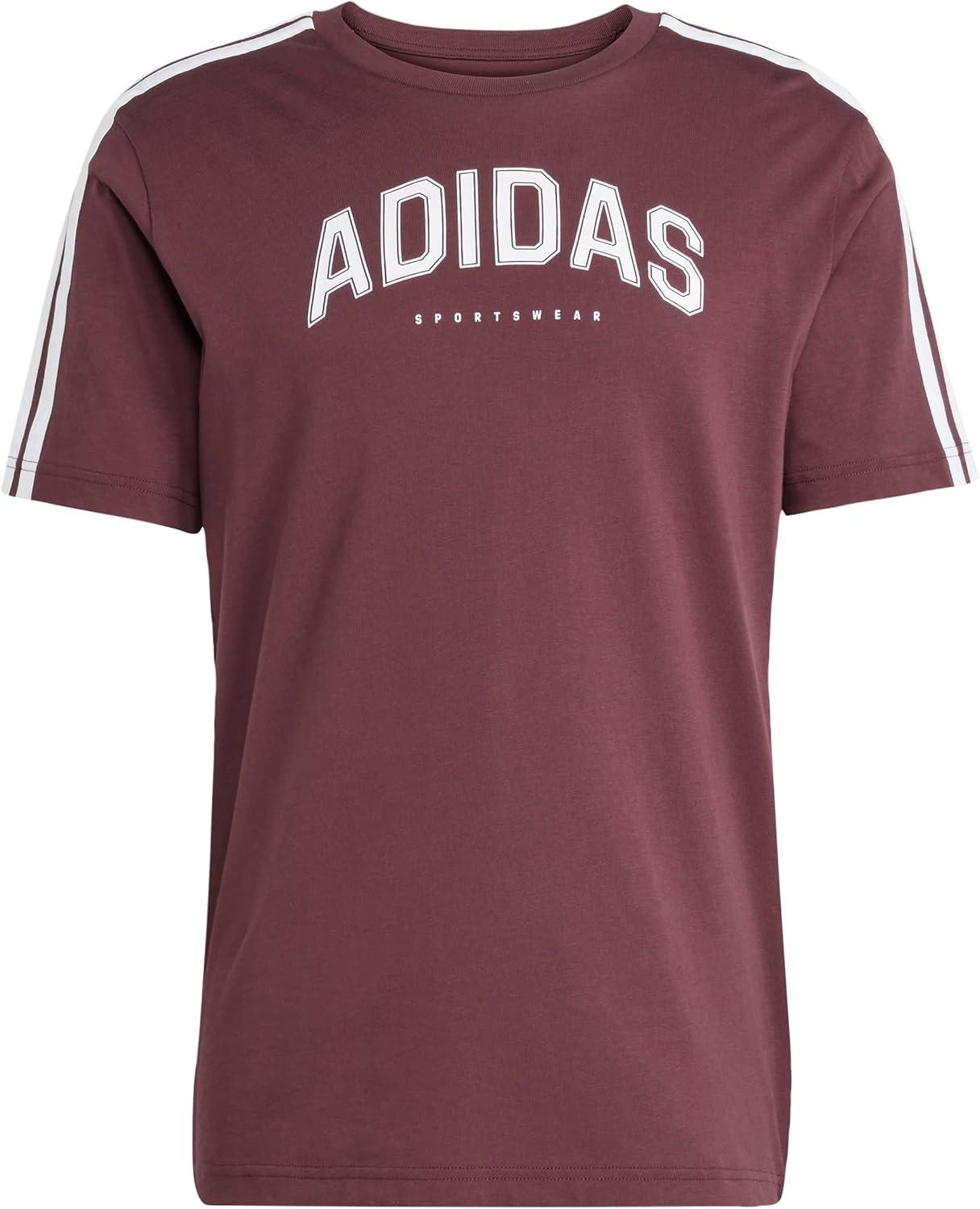 imageadidas Mens Codes Collegiate Linear Graphic TShirtAurora Ruby