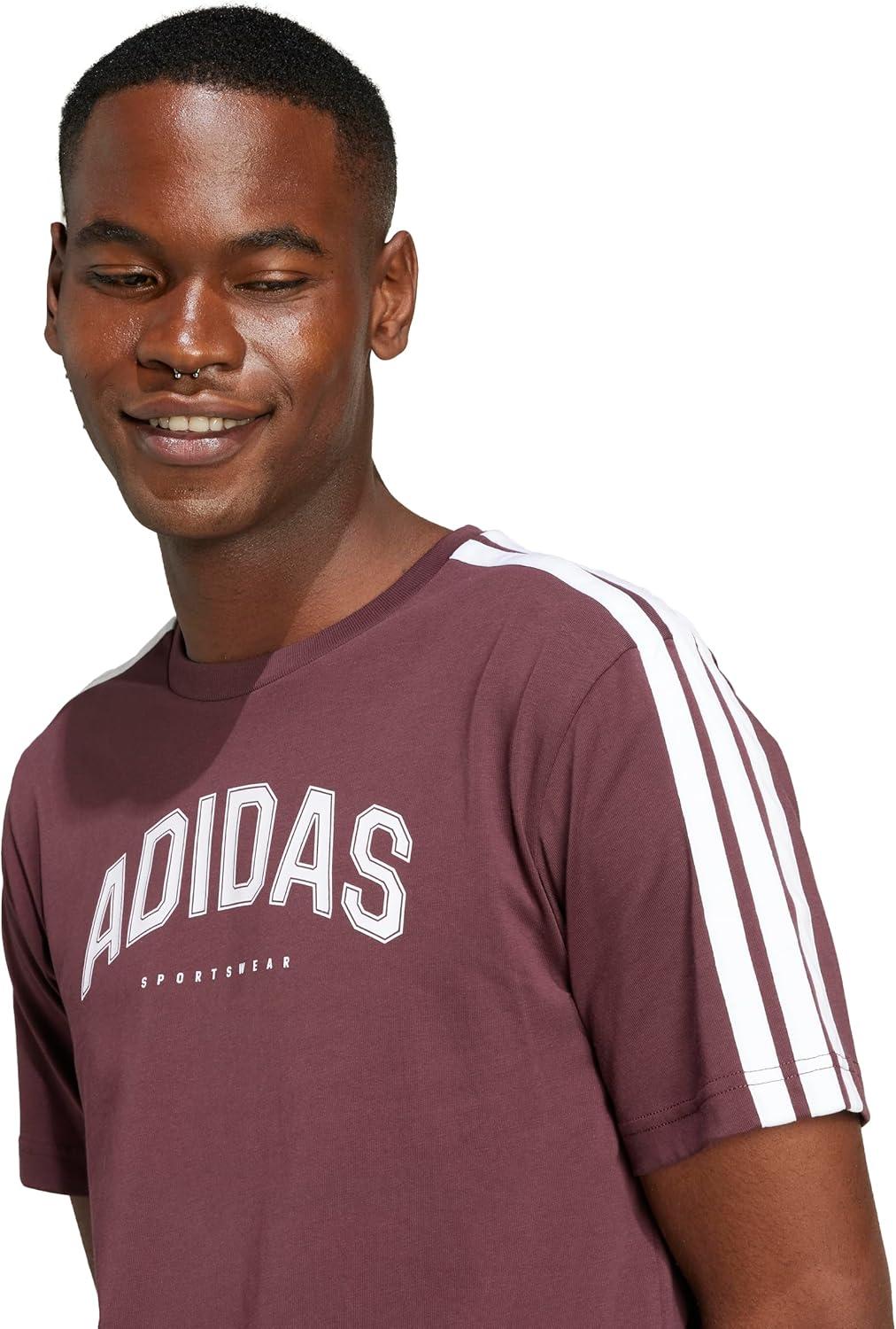 imageadidas Mens Codes Collegiate Linear Graphic TShirtAurora Ruby