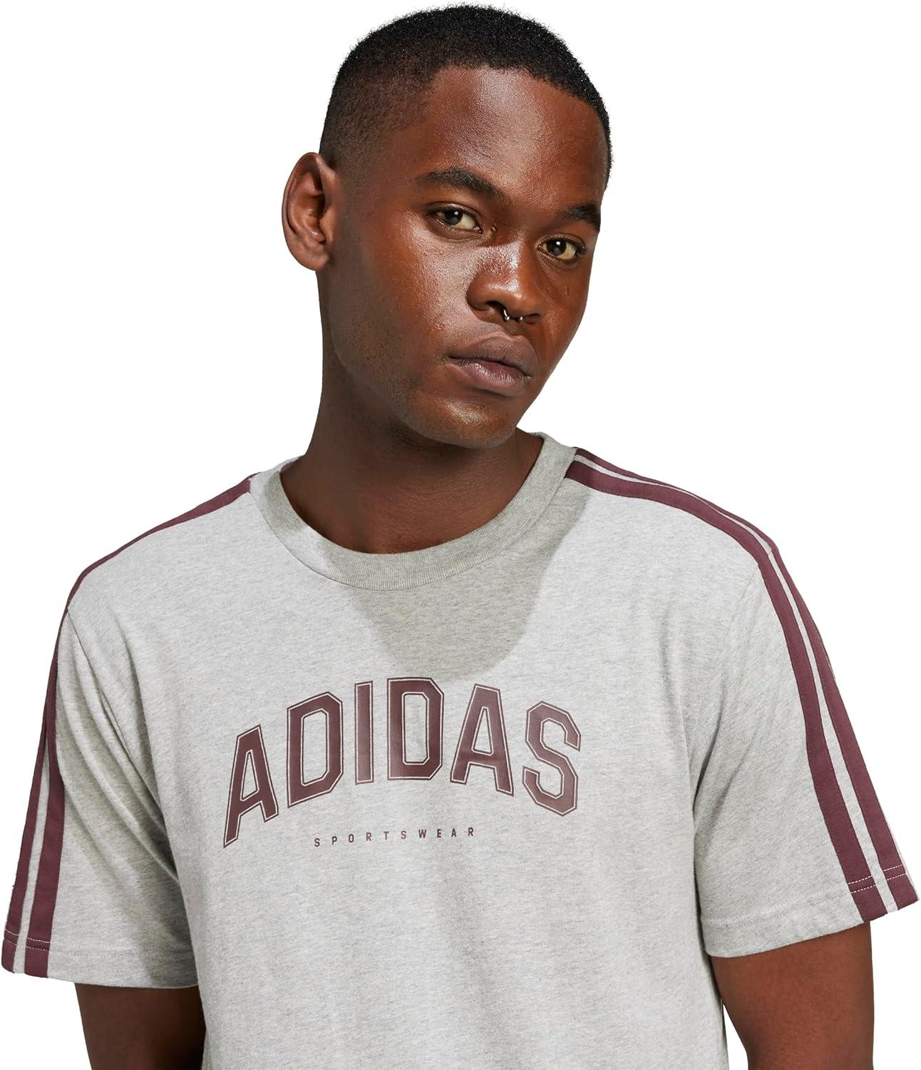 imageadidas Mens Codes Collegiate Linear Graphic TShirtMedium Grey Heather