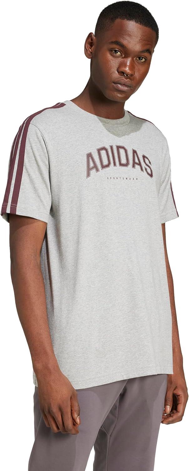 imageadidas Mens Codes Collegiate Linear Graphic TShirtMedium Grey Heather