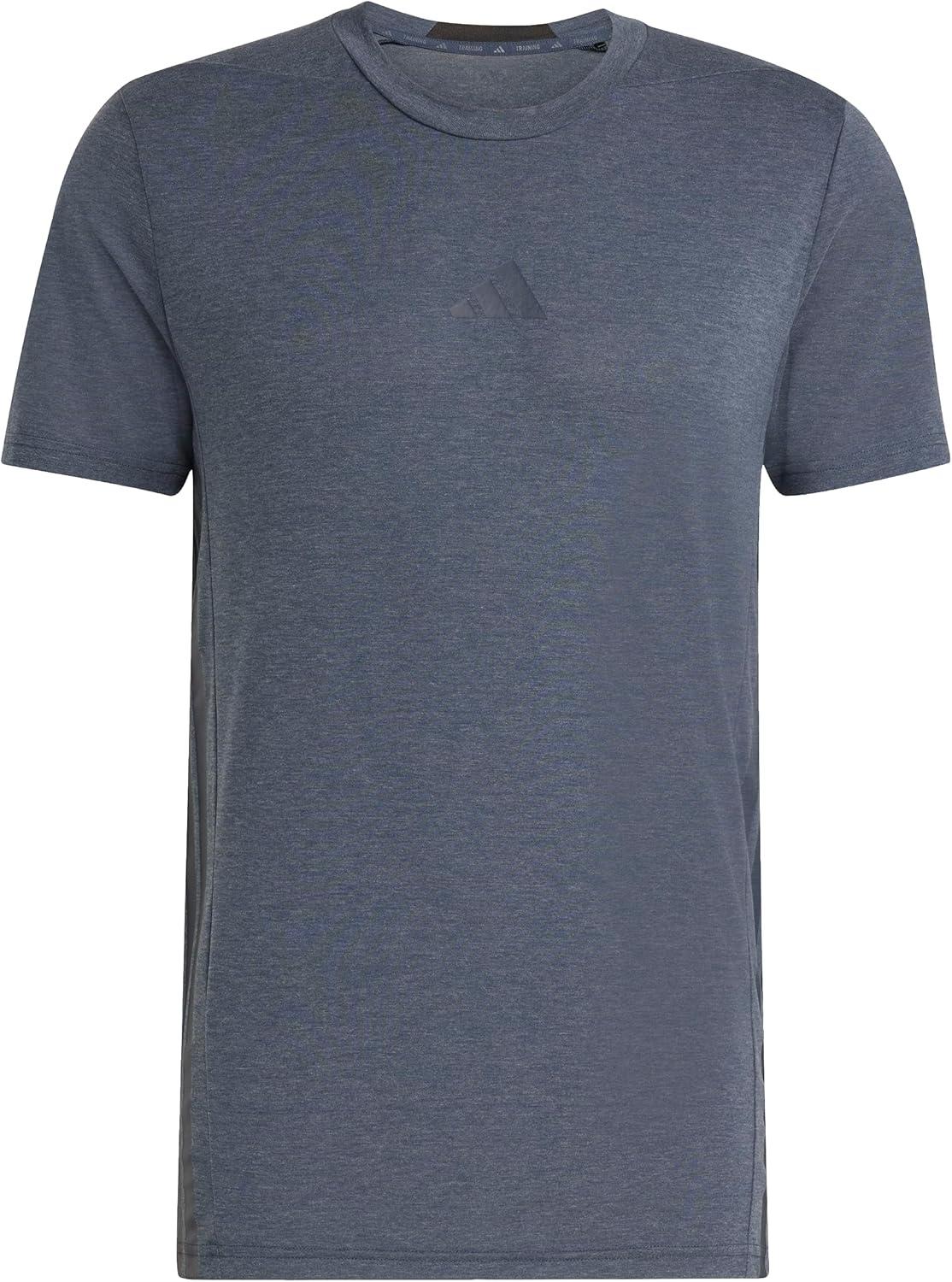 imageadidas Mens Designed for Training 3Stripes TShirtAurora Ink