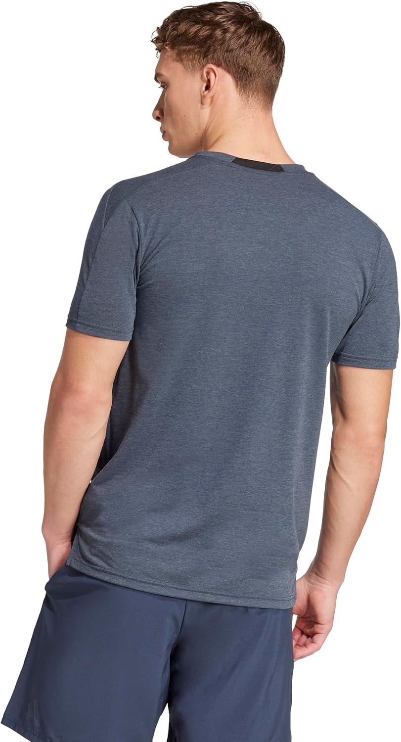 imageadidas Mens Designed for Training 3Stripes TShirtAurora Ink