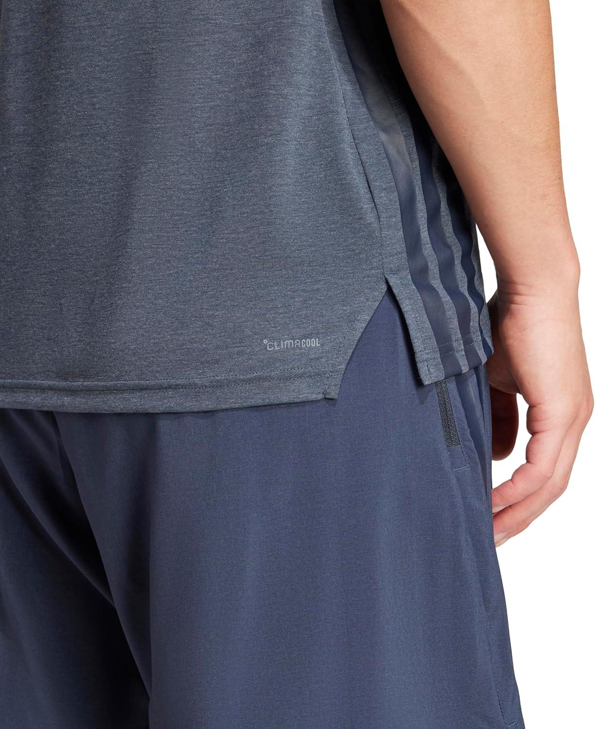 imageadidas Mens Designed for Training 3Stripes TShirtAurora Ink