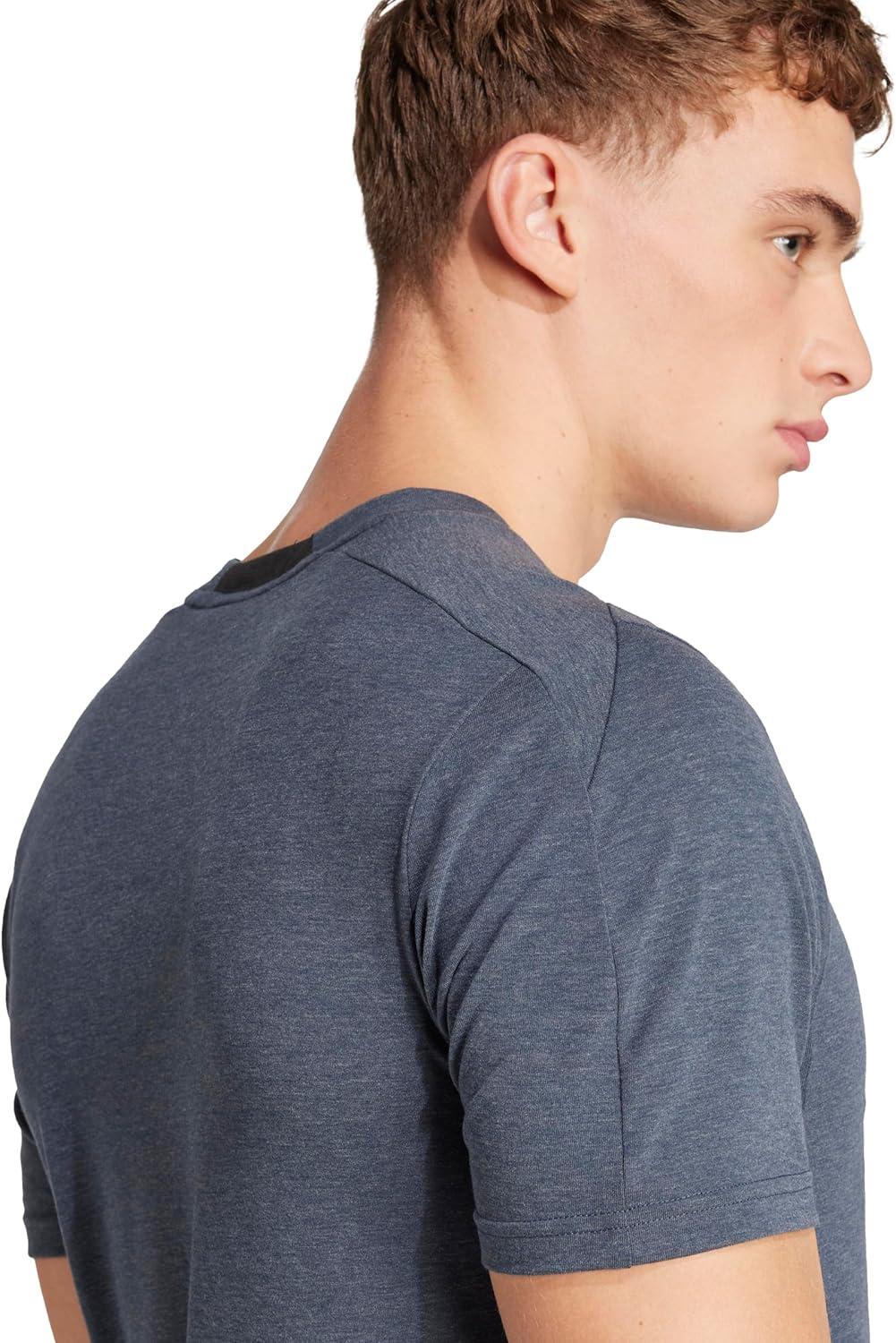 imageadidas Mens Designed for Training 3Stripes TShirtAurora Ink