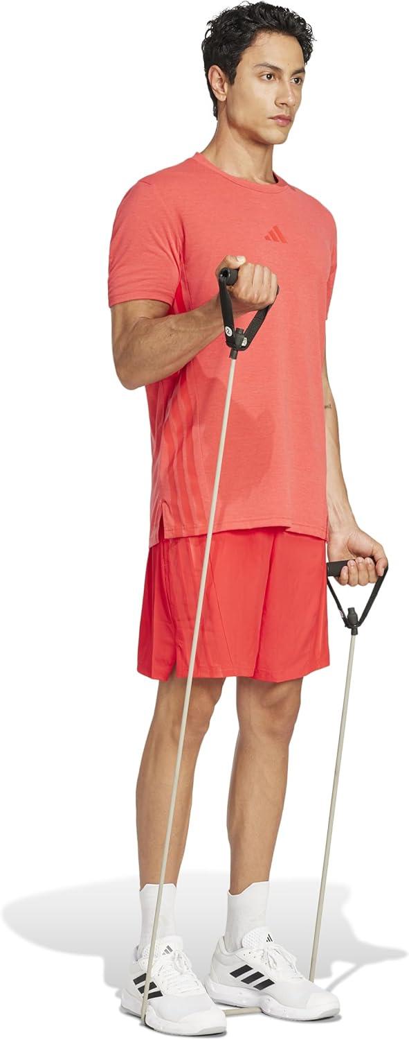 imageadidas Mens Designed for Training 3Stripes TShirtPure Ruby