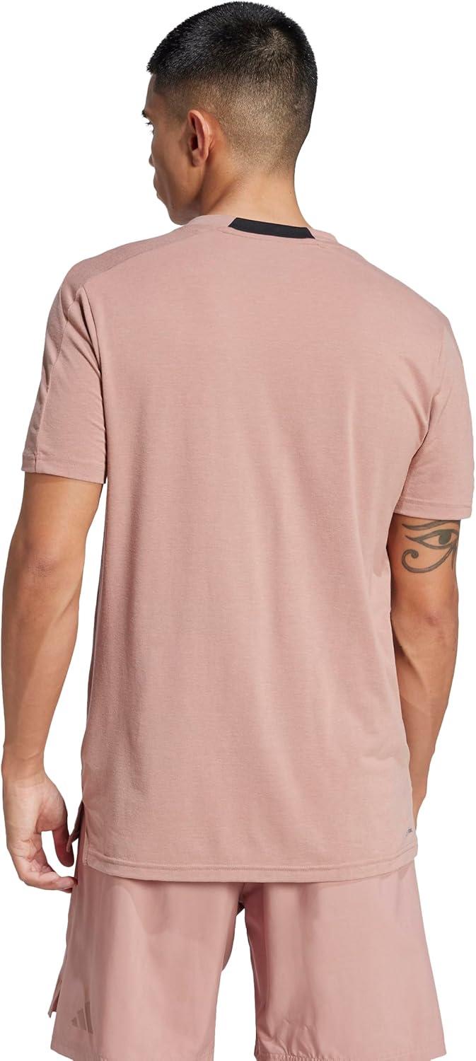 imageadidas Mens Designed for Training 3Stripes TShirtWarm Clay