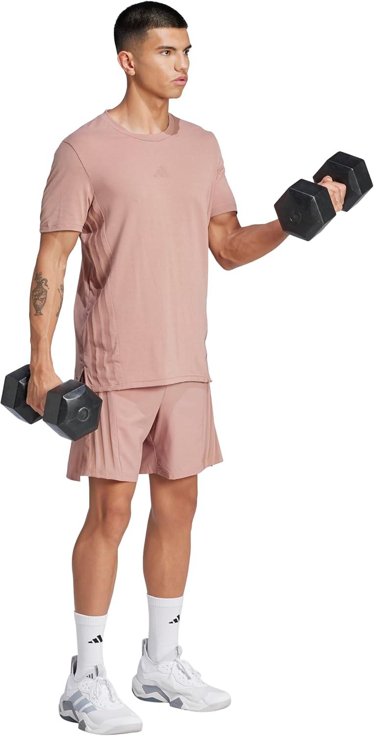 imageadidas Mens Designed for Training 3Stripes TShirtWarm Clay