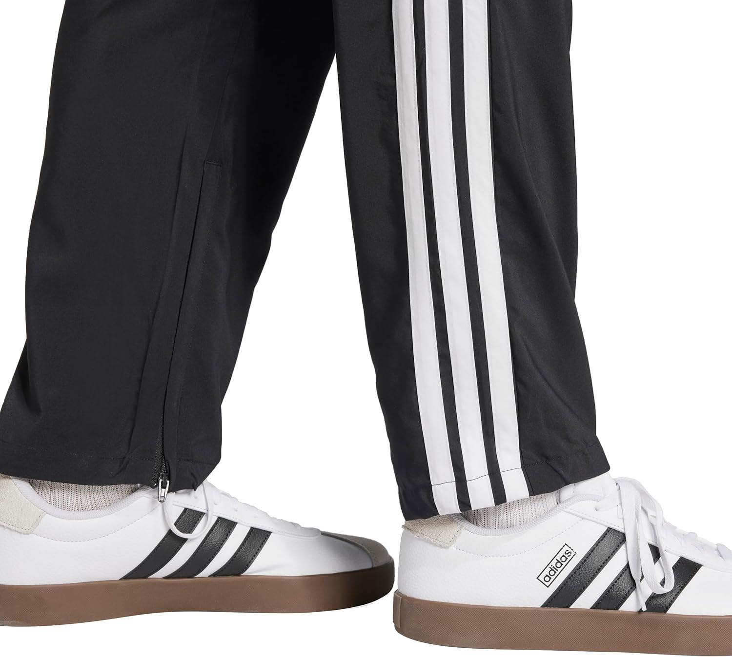 imageadidas Mens Essentials 3Stripes Open Hem Stanford PantsBlack  White
