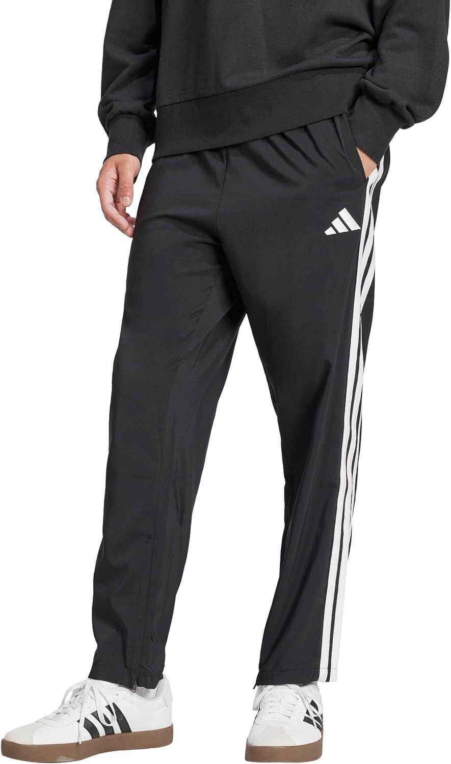 imageadidas Mens Essentials 3Stripes Open Hem Stanford PantsBlackWhite