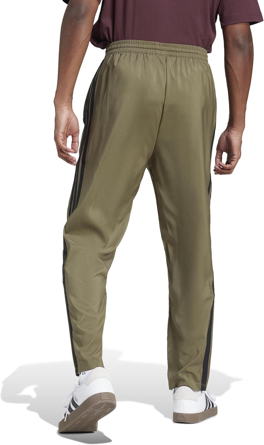 imageadidas Mens Essentials 3Stripes Open Hem Stanford PantsOlive Strata  Black