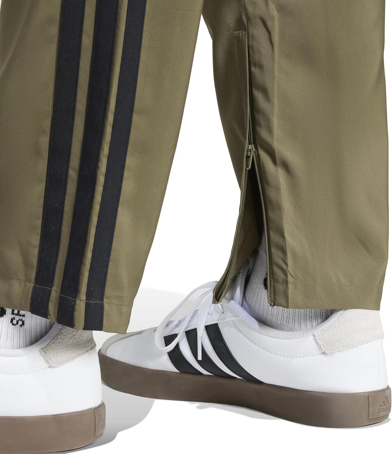 imageadidas Mens Essentials 3Stripes Open Hem Stanford PantsOlive StrataBlack