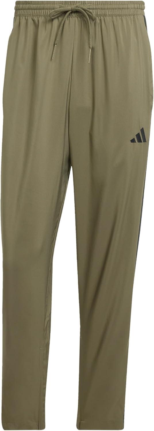 imageadidas Mens Essentials 3Stripes Open Hem Stanford PantsOlive StrataBlack