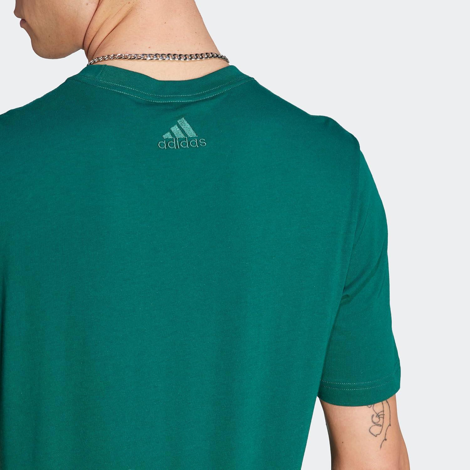 imageadidas Mens Essentials Single Jersey Linear Embroidered Logo TShirtCollegiate Green