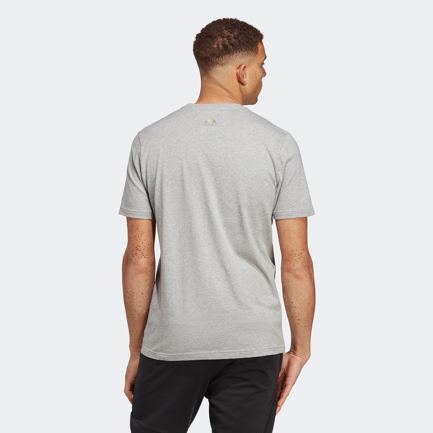 imageadidas Mens Essentials Single Jersey Linear Embroidered Logo TShirtMedium Grey Heather