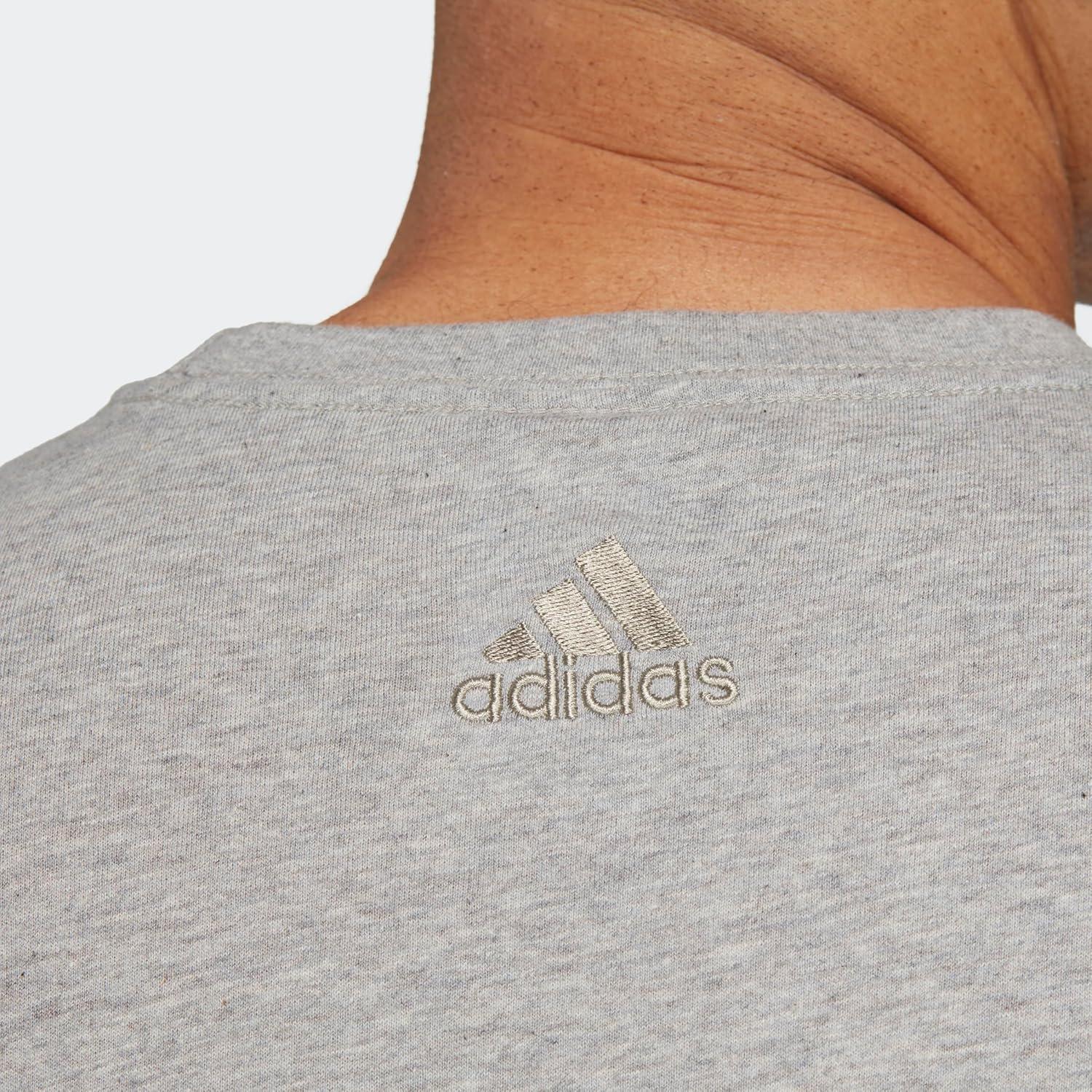 imageadidas Mens Essentials Single Jersey Linear Embroidered Logo TShirtMedium Grey Heather