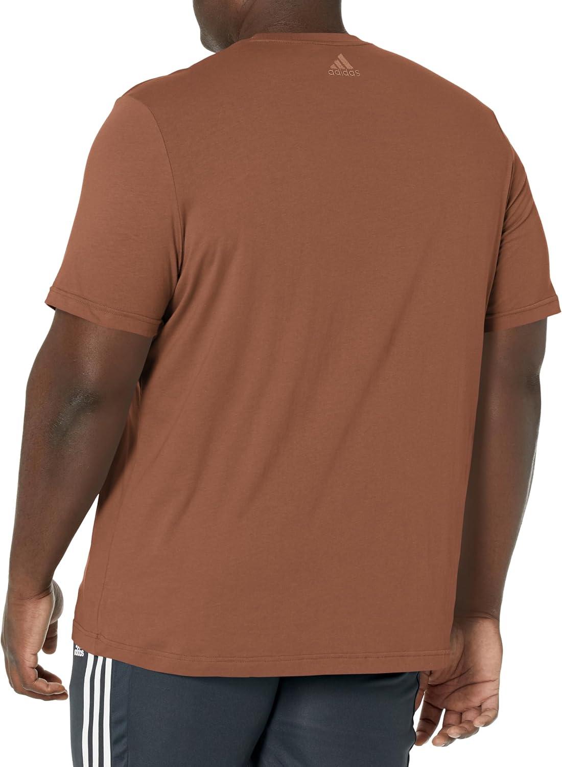 imageadidas Mens Essentials Single Jersey Linear Embroidered Logo TShirtPreloved Brown