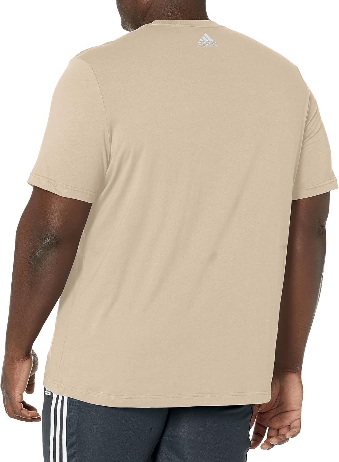 imageadidas Mens Essentials Single Jersey Linear Embroidered Logo TShirtWonder Beige