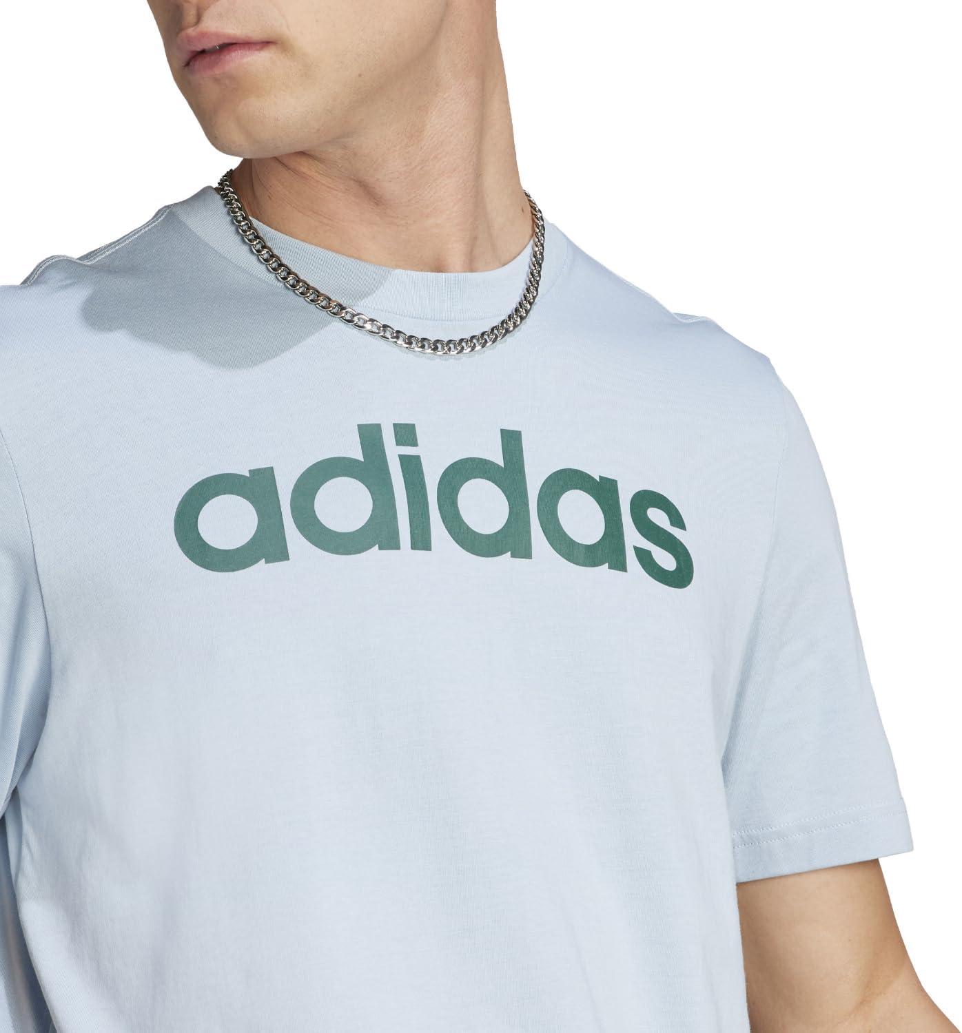 imageadidas Mens Essentials Single Jersey Linear Embroidered Logo TShirtWonder Blue
