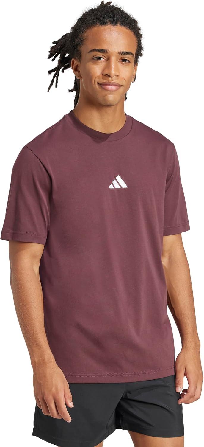 imageadidas Mens Essentials Small Logo Single Jersey TShirtAurora RubyWhite