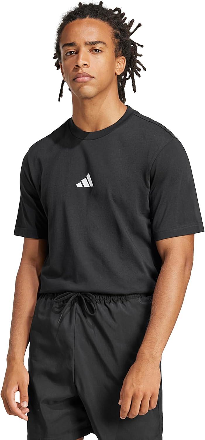 imageadidas Mens Essentials Small Logo Single Jersey TShirtBlackWhite