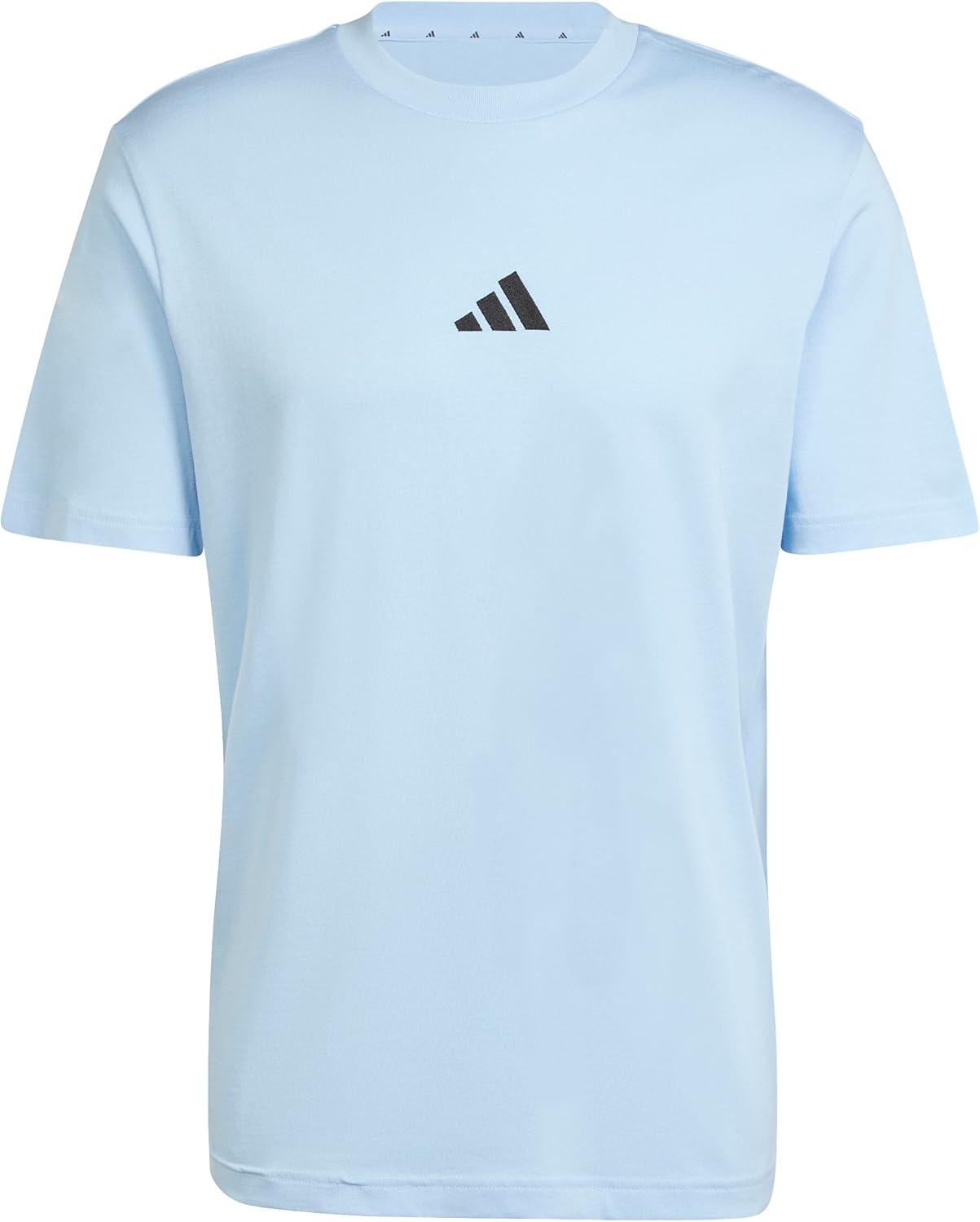 imageadidas Mens Essentials Small Logo Single Jersey TShirtBlueBlack