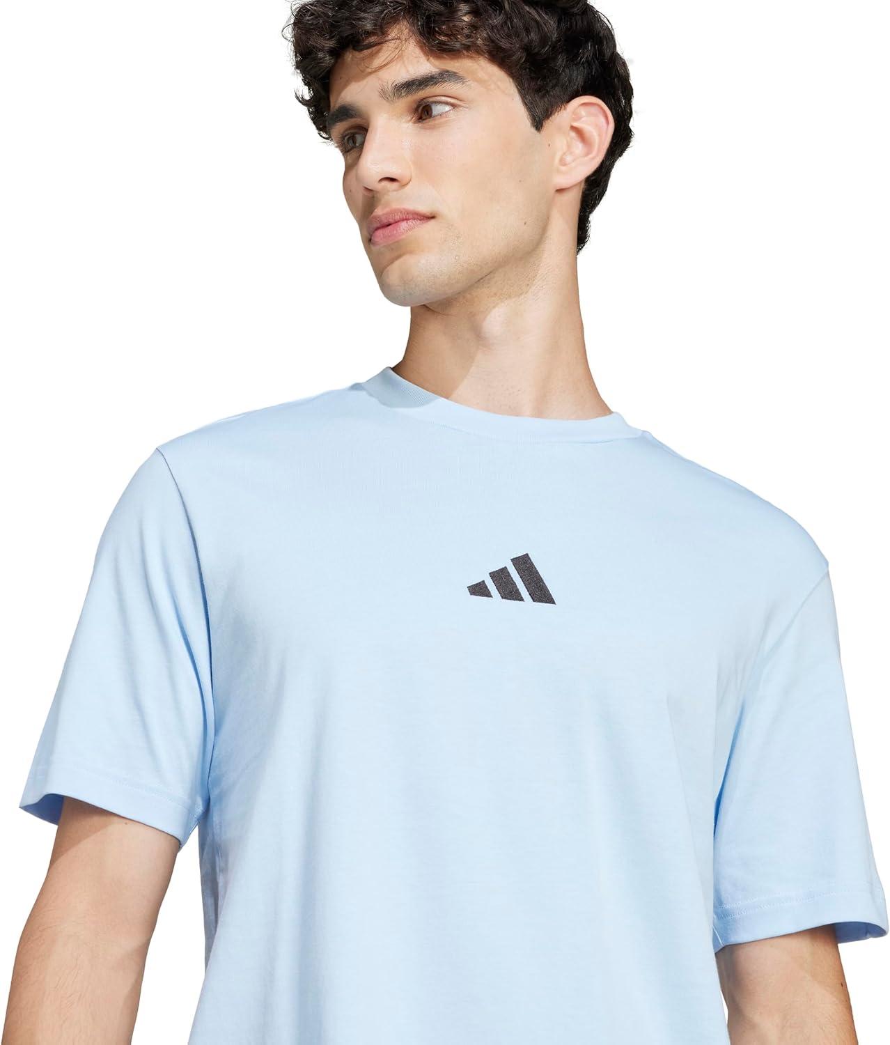 imageadidas Mens Essentials Small Logo Single Jersey TShirtBlueBlack