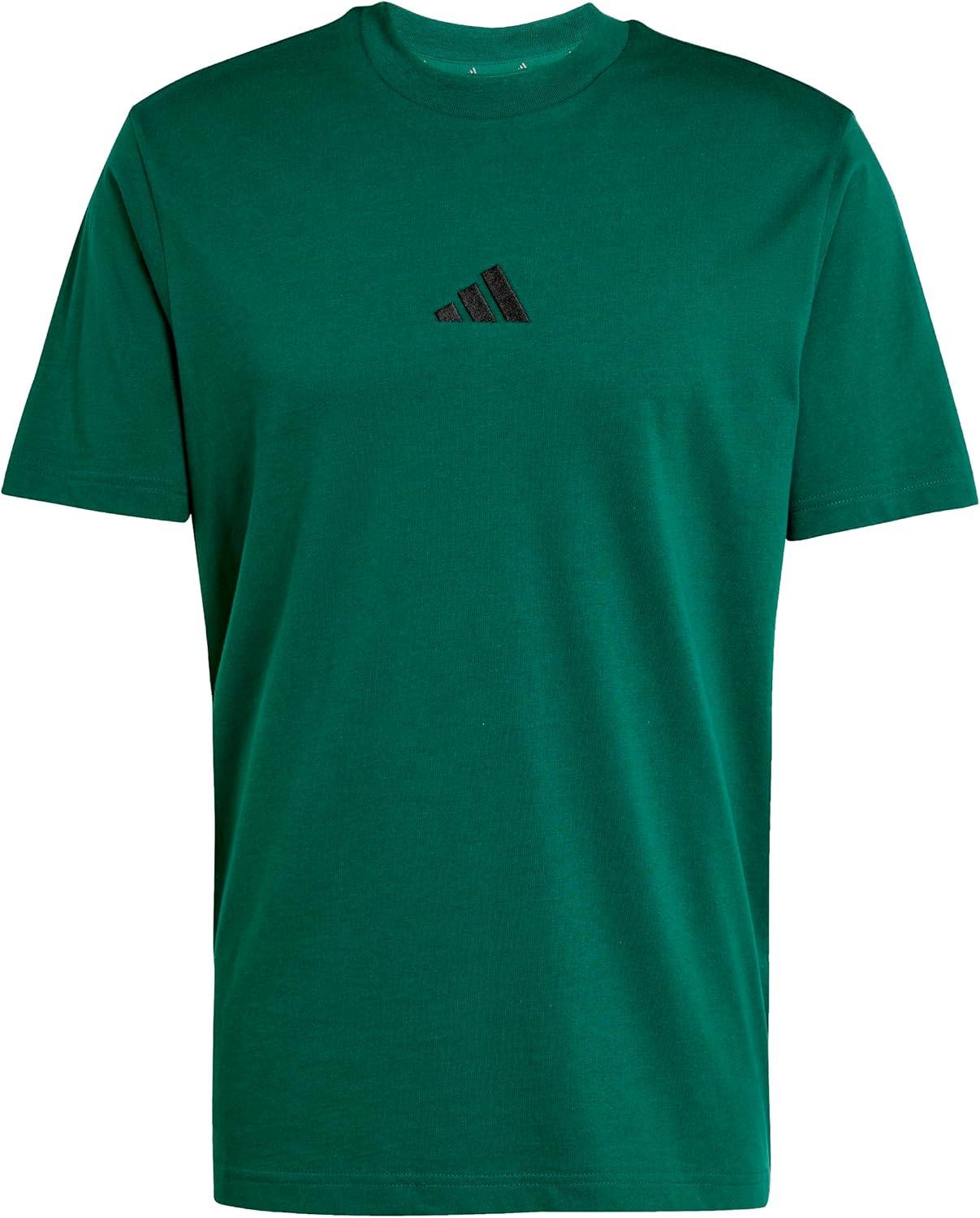 imageadidas Mens Essentials Small Logo Single Jersey TShirtCollegiate GreenBlack