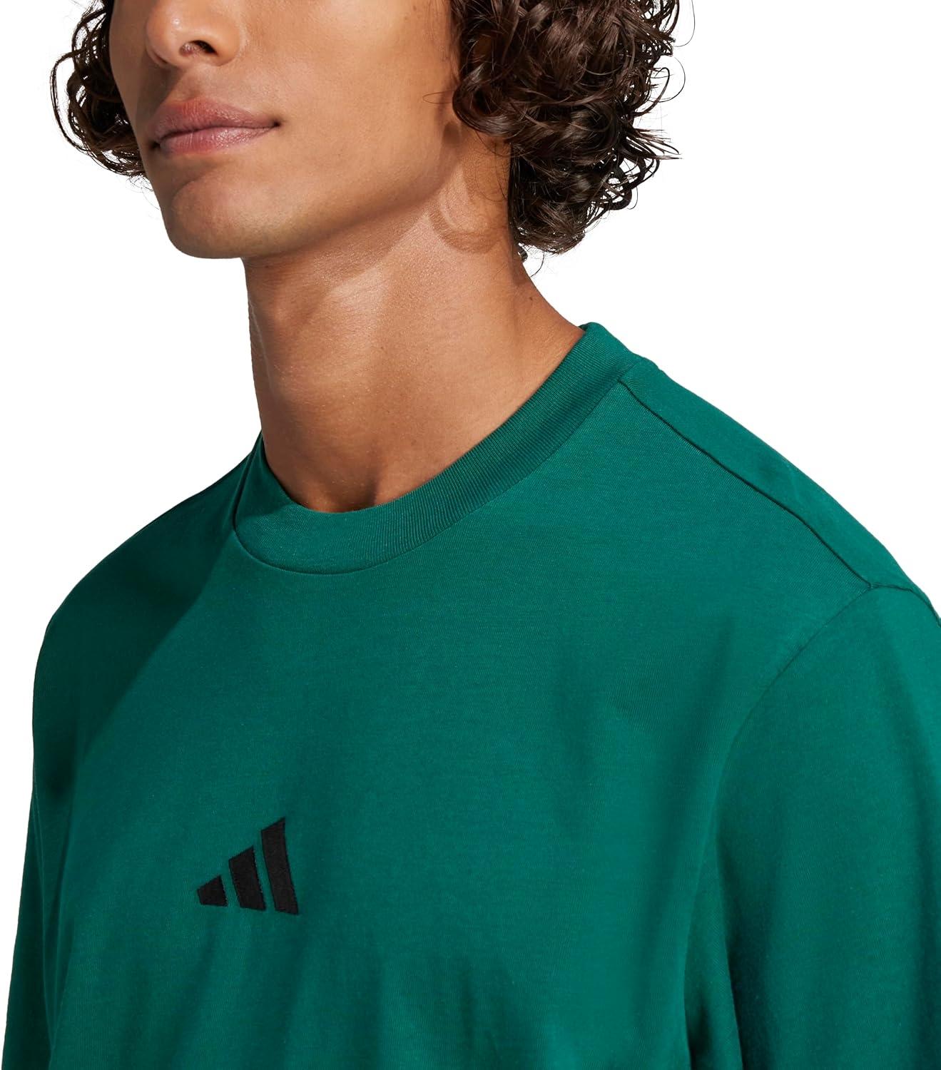 imageadidas Mens Essentials Small Logo Single Jersey TShirtCollegiate GreenBlack
