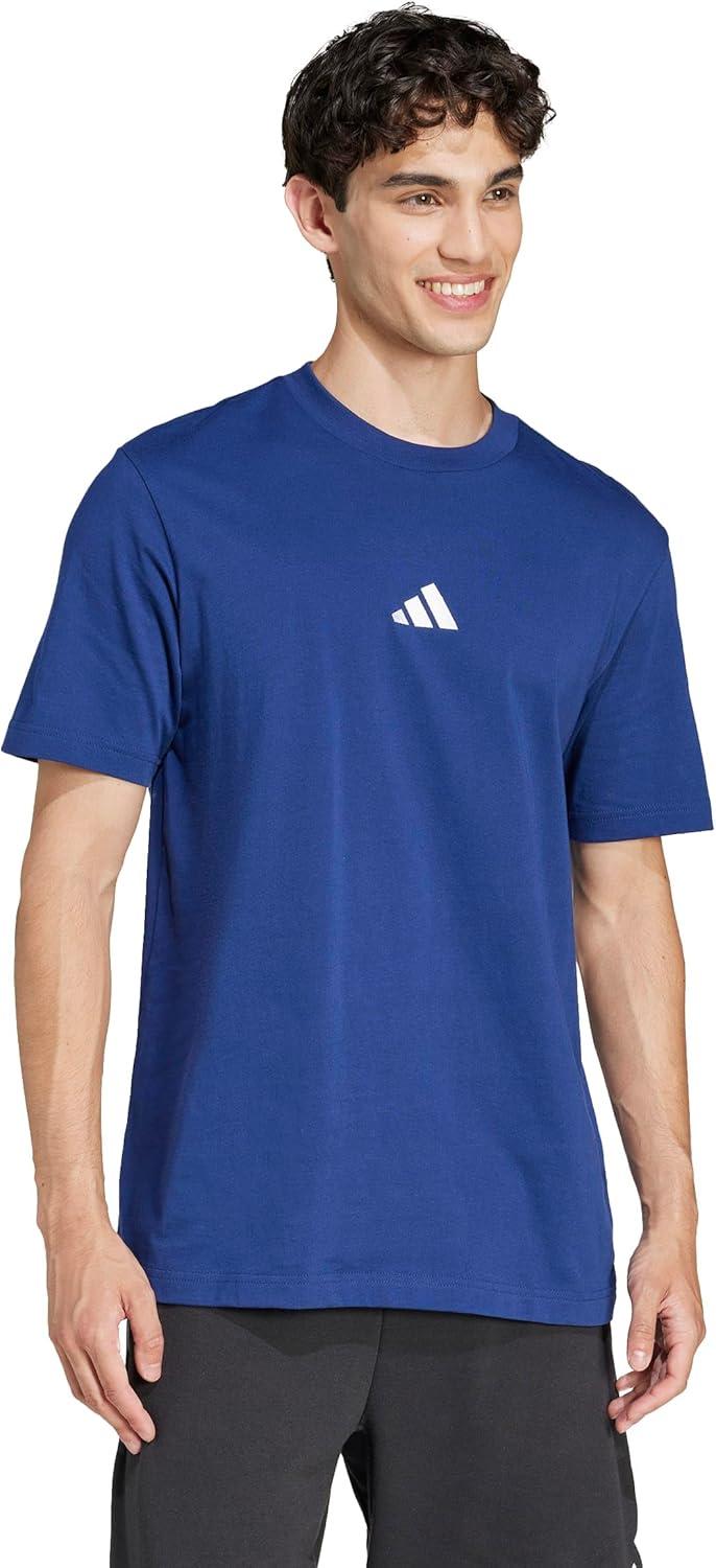 imageadidas Mens Essentials Small Logo Single Jersey TShirtDark BlueWhite
