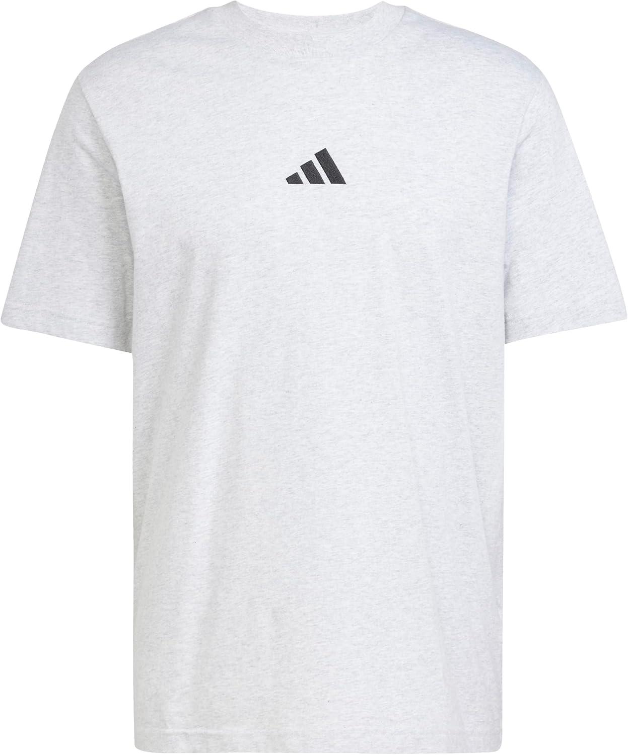 imageadidas Mens Essentials Small Logo Single Jersey TShirtLight Grey HeatherBlack