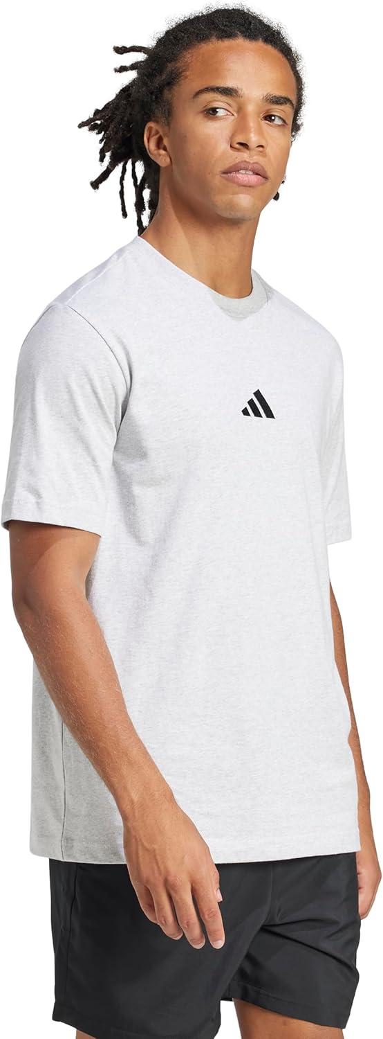 imageadidas Mens Essentials Small Logo Single Jersey TShirtLight Grey HeatherBlack