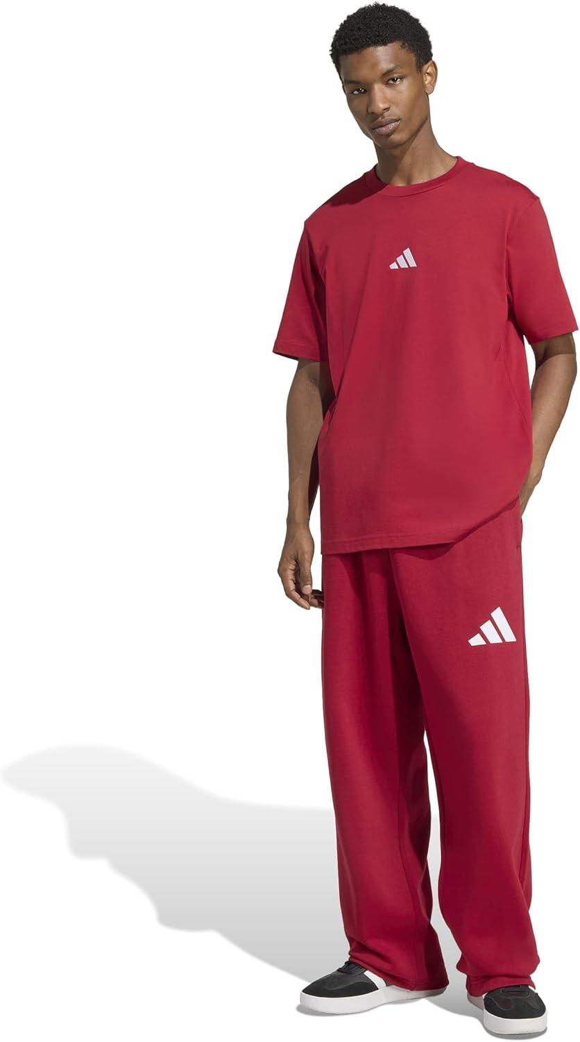 imageadidas Mens Essentials Small Logo Single Jersey TShirtMaroonWhite