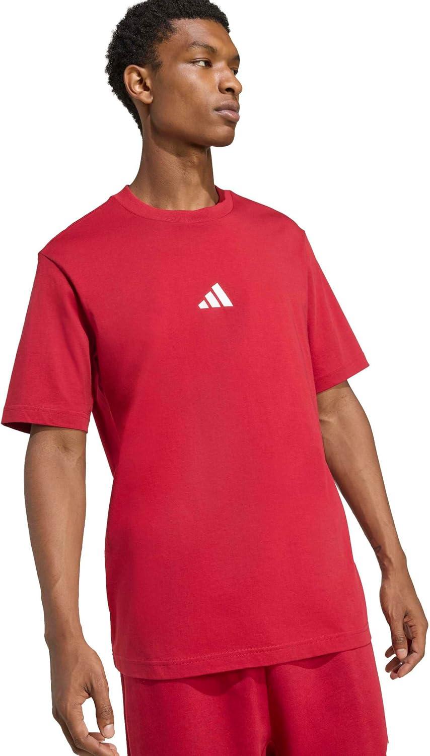 imageadidas Mens Essentials Small Logo Single Jersey TShirtMaroonWhite