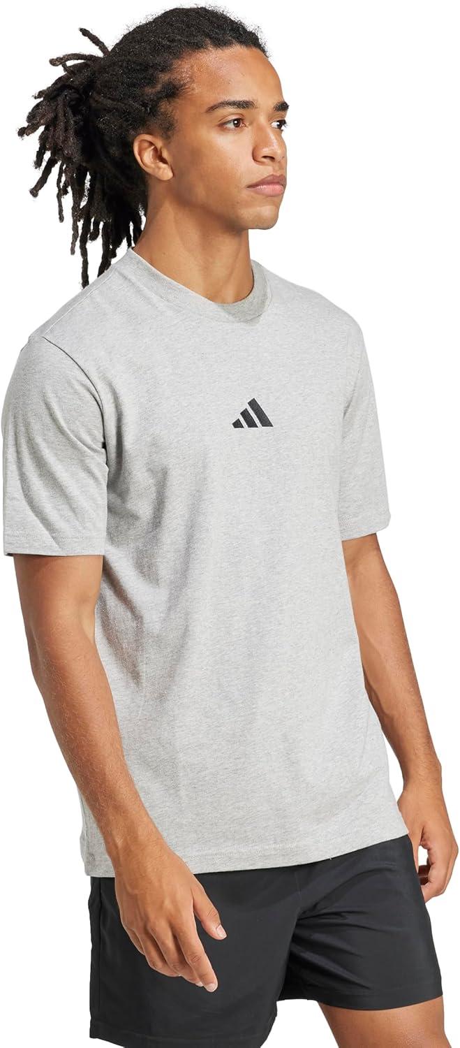 imageadidas Mens Essentials Small Logo Single Jersey TShirtMedium Grey HeatherBlack