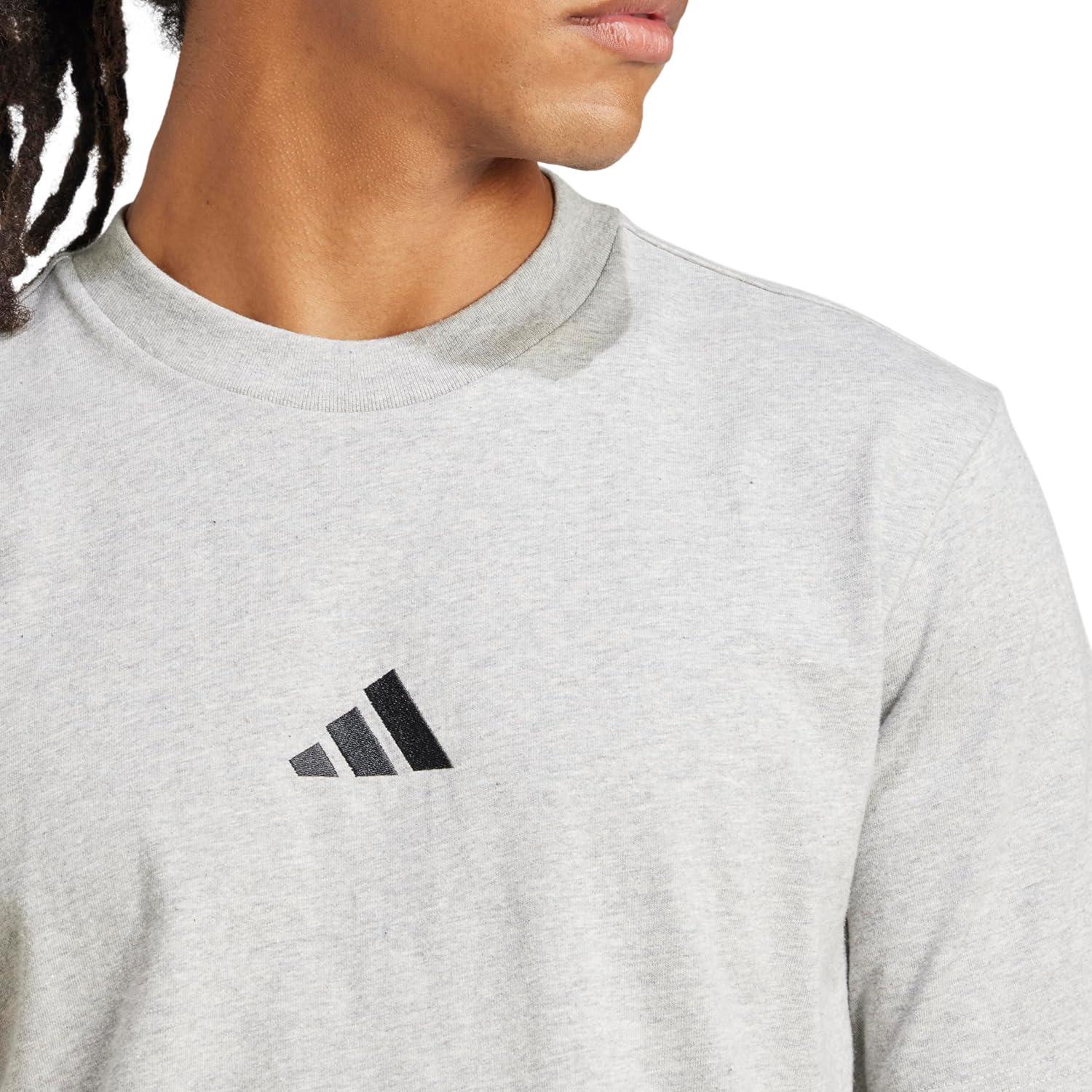 imageadidas Mens Essentials Small Logo Single Jersey TShirtMedium Grey HeatherBlack