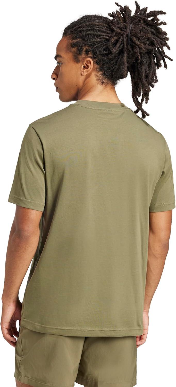 imageadidas Mens Essentials Small Logo Single Jersey TShirtOlive StrataBlack